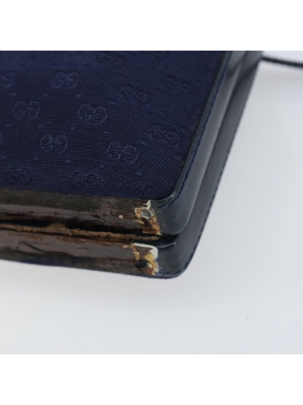 Authentic GUCCI Micro GG Supreme Shoulder Bag Navy Gold - Picture 2 of 16